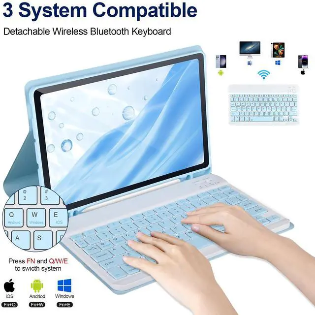 Alt view image 3 of 5 - Keyboard Case for Samsung Galaxy S6 Lite 10.4" 2022/2020,Case with Keyboard for Samsung S6 lite with S Pen Holder,Detachable Wireless Bluetooth Keyboard for Galaxy S6 Lite 10.4" Auto Wake/Sleep,Blue