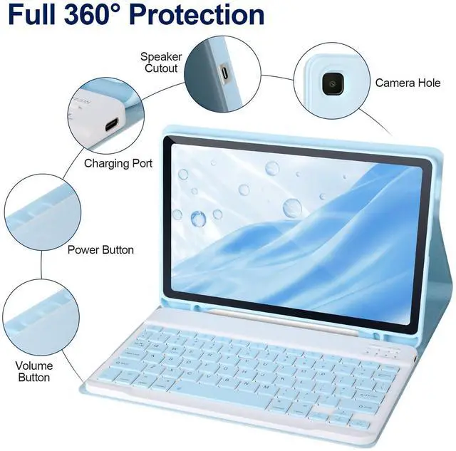 Alt view image 4 of 5 - Keyboard Case for Samsung Galaxy S6 Lite 10.4" 2022/2020,Case with Keyboard for Samsung S6 lite with S Pen Holder,Detachable Wireless Bluetooth Keyboard for Galaxy S6 Lite 10.4" Auto Wake/Sleep,Blue