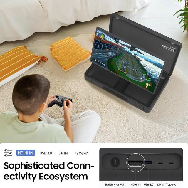 Alt view image 5 of 5 - Apolosign Packgo 27-Inch Portable Entertainment System, Compact Suitcase Design Smart TV, Android OS, Bluetooth 3D Speakers, Built-in Battery 6H, Briefcase screen perfect for travel & Parties (Gray)