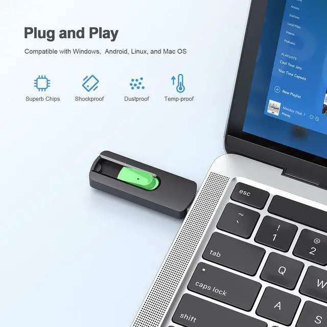 Alt view image 3 of 5 - Aiibe 512GB USB 3.0 Flash Drive Thumb Drive USB Drive 512 GB Flash Drive Retractable Jump Drive 512GB for PC Laptop (Green)