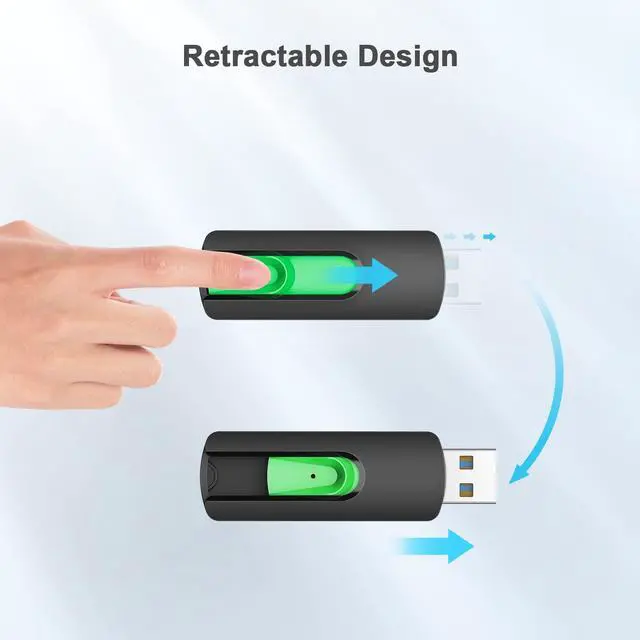 Alt view image 5 of 5 - Aiibe 512GB USB 3.0 Flash Drive Thumb Drive USB Drive 512 GB Flash Drive Retractable Jump Drive 512GB for PC Laptop (Green)