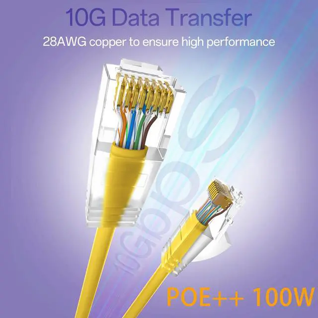 Alt view image 2 of 5 - 10Gsupxsel Cat6a Patch Cables 3ft (24 Pack) Slim, Cat6 Ethernet Patch Cable Pure Copper, Flexible Cat 6 Patch Cable 550MHZ 10G, Space-Saving Cat 6A Network Cables for Patch Panel, Yellow
