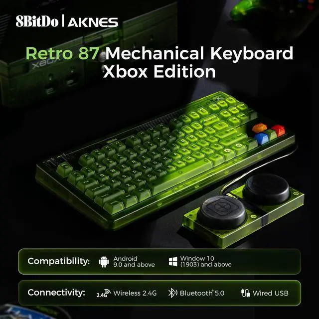 Alt view image 2 of 5 - AKNES 8Bitdo Retro Mechanical Keyboard & Retro Mouse with PAW 3395 Optical Sensor DPI 26K, Hot Swappable, Programmable Buttons, RGB Backlight