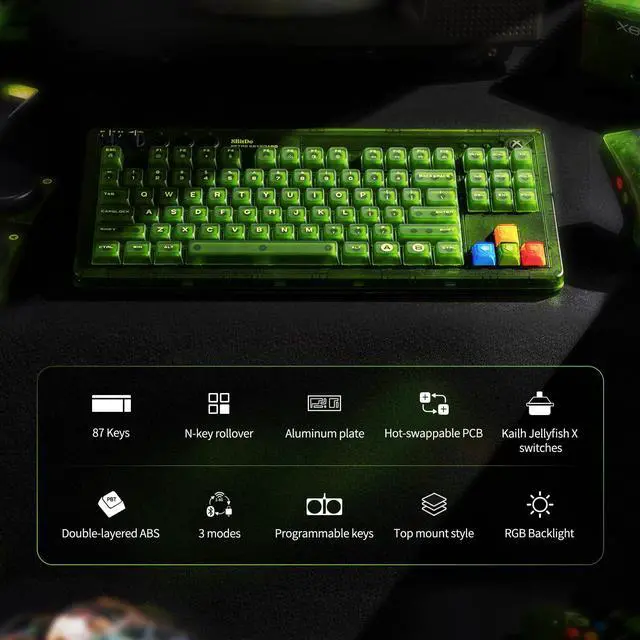 Alt view image 4 of 5 - AKNES 8Bitdo Retro Mechanical Keyboard & Retro Mouse with PAW 3395 Optical Sensor DPI 26K, Hot Swappable, Programmable Buttons, RGB Backlight