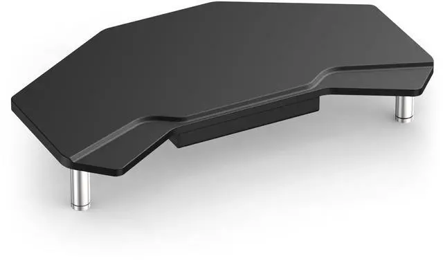 Main image of AFOOYO Monitor Stand Riser Black,Plane Wing-Shaped Sturdy Computer Stand Ergonomic Desk Organizer Riser Wood Monitor Stand with Drawer for Laptop, Computer,16.5 Inch