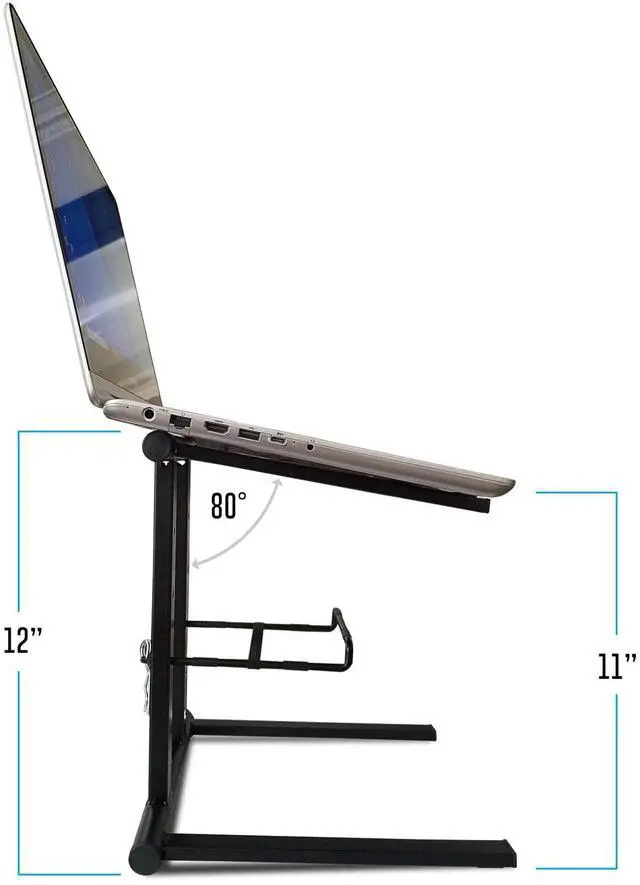 Alt view image 4 of 5 - AXA AXCESSABLES DJ Laptop Stand with Travel Bag | Portable Foldable Aluminum Laptop Stand for Laptops up to 15 inches and 20lbs | No Assembly Required, Includes Carrying Bag