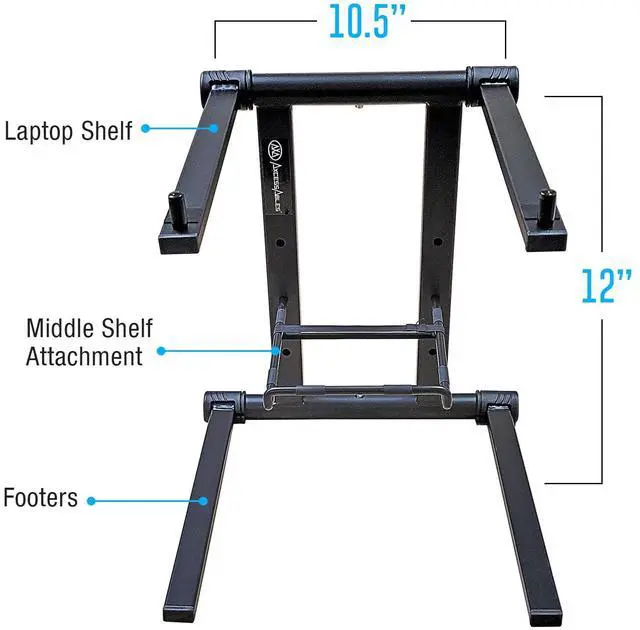 Alt view image 2 of 5 - AXA AXCESSABLES DJ Laptop Stand with Travel Bag | Portable Foldable Aluminum Laptop Stand for Laptops up to 15 inches and 20lbs | No Assembly Required, Includes Carrying Bag