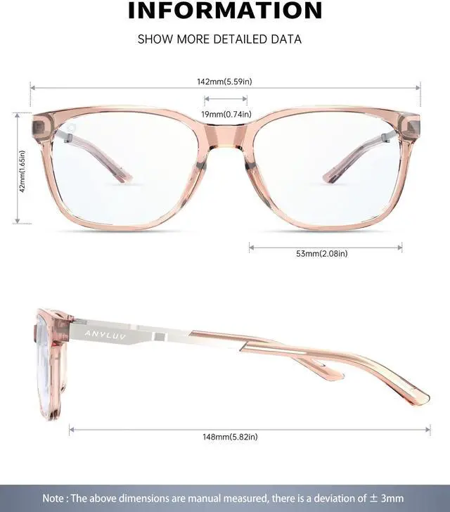 Alt view image 3 of 5 - ANYLUV Blue Light Glasses for Men, Computer Gaming Glasses men, Stylish Anti Eyestrain Blue Light Blocking Glasses Men