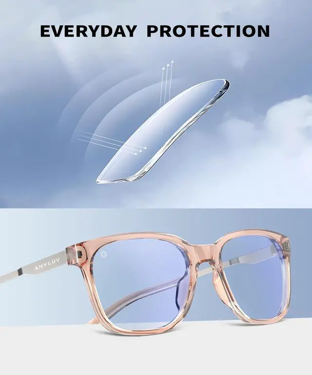 Alt view image 4 of 5 - ANYLUV Blue Light Glasses for Men, Computer Gaming Glasses men, Stylish Anti Eyestrain Blue Light Blocking Glasses Men