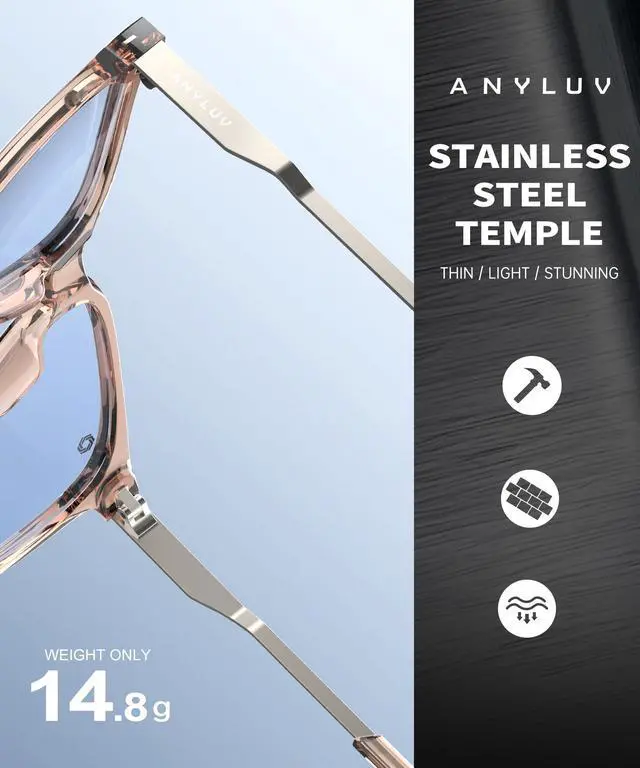 Alt view image 5 of 5 - ANYLUV Blue Light Glasses for Men, Computer Gaming Glasses men, Stylish Anti Eyestrain Blue Light Blocking Glasses Men