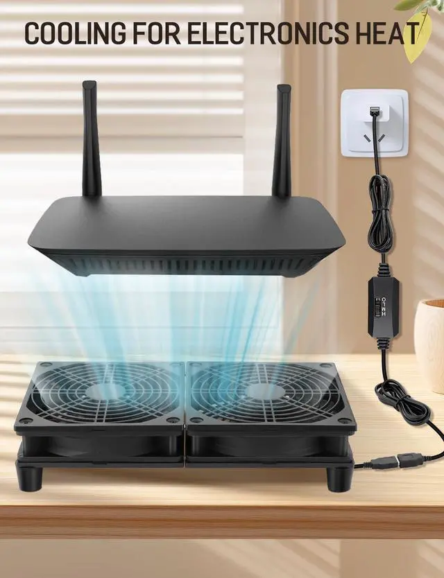 Alt view image 4 of 5 - AmRunJe 120mm x 2 USB Cooling Fan 5V 240mm Powered DC Fan with Speed Control for Router DVR Computer Receiver Xbox TV Box PlayStation Cabinet Modem*