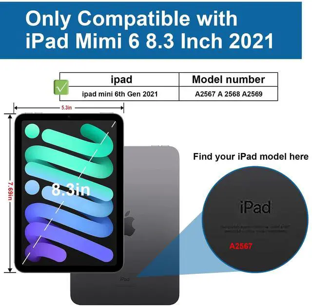 Alt view image 2 of 5 - Andnary Case for 2024 iPad mini 7 A17 Pro/2021 Mini 6 8.3 Inch Case with Built-in Pencil Holder/360deg Rotating Handle Stand, Drop-Proof Cover for iPad mini 7th/6th Generation 8.3", Black