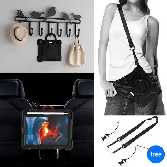 Alt view image 4 of 5 - Andnary Case for 2024 iPad mini 7 A17 Pro/2021 Mini 6 8.3 Inch Case with Built-in Pencil Holder/360deg Rotating Handle Stand, Drop-Proof Cover for iPad mini 7th/6th Generation 8.3", Black