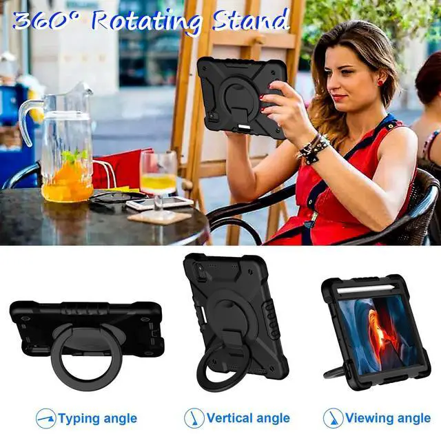 Alt view image 3 of 5 - Andnary Case for 2024 iPad mini 7 A17 Pro/2021 Mini 6 8.3 Inch Case with Built-in Pencil Holder/360deg Rotating Handle Stand, Drop-Proof Cover for iPad mini 7th/6th Generation 8.3", Black