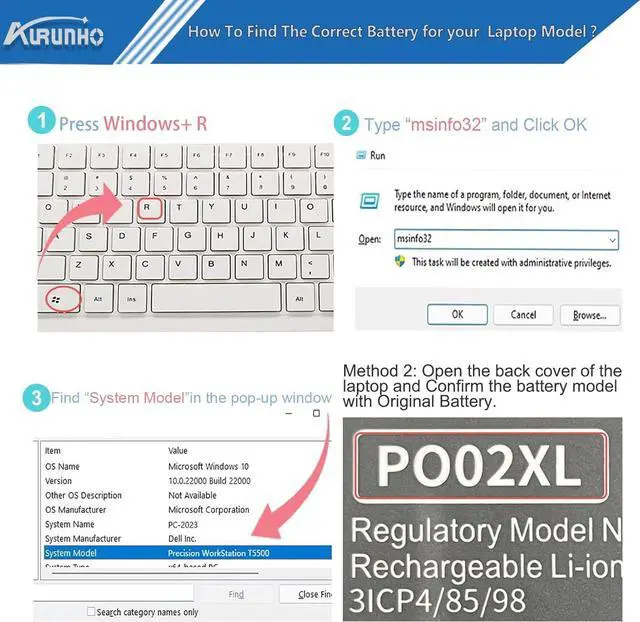 Alt view image 4 of 5 - AURUNHO PO02XL 37Wh Laptop Battery Replacement for HP Stream 11 Pro G5 G4 G3 G2 Series Stream 11-R 11-R005TU 11-AH 11-AH109DX 11-Y 11-Y007TU Series P002037XL 823908-1C1