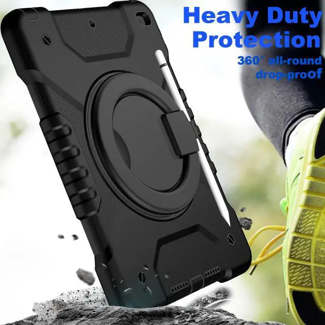 Alt view image 5 of 5 - Andnary Case for iPad 9th/8th/7th Generation 10.2 inch, Heavy Duty Shockproof Protective Cover with 360deg Rotating Handle/Bracket/Pen Holder/Shoulder Strap, Case for iPad 2021/2020/2019, Black