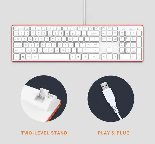 Alt view image 5 of 5 - B.FRIENDIT Wired USB Keyboard, Comfortable Quiet Chocolate Keys, Durable Ultra-Slim Wired Computer Keyboard(QWERTY) for PC, Windows 11/10/8/7/XP/Vista KB1430 (Orange)