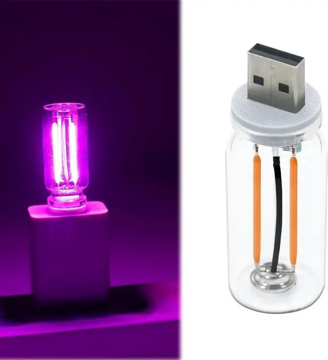 Main image of 3 Pack USB LED Car Interior Atmosphere Light, Plug-in USB Automotive Ambient Lighting Retro Lamps, Retro Ceramic LED Glass Bottle Nightlight for Car, Bedroom - Touch Control (Pink Light)