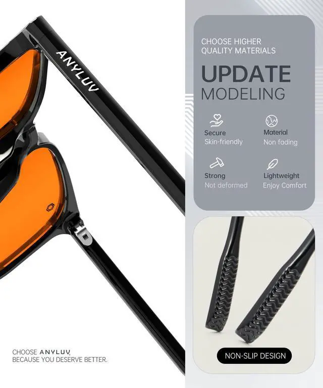 Alt view image 3 of 5 - ANYLUV Blue Light Glasses for Woman Men, Womens Blue Light Blocking Glasses Computer Glasses Anti Eyestrain & UV400