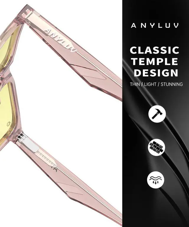 Alt view image 4 of 5 - ANYLUV Blue Light Glasses for Men & Women, Stylish Blue Light Blocking Glasses, UV400 Protection & Anti Eyestrain Eyewear