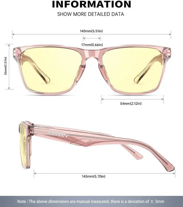 Alt view image 3 of 5 - ANYLUV Blue Light Glasses for Men & Women, Stylish Blue Light Blocking Glasses, UV400 Protection & Anti Eyestrain Eyewear