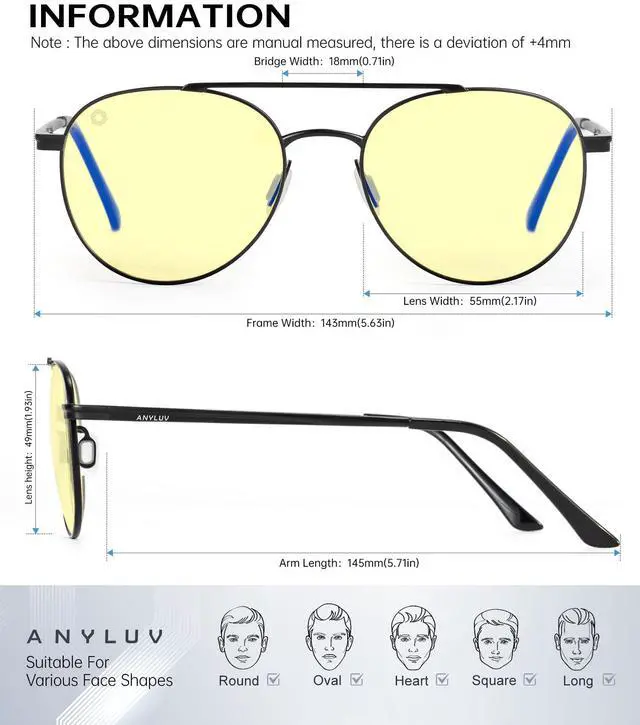 Alt view image 4 of 5 - ANYLUV Blue Light Glasses for Women/Men, Women Blue Light Blocking Glasses Computer Screen Blocker for Anti Eyestrain