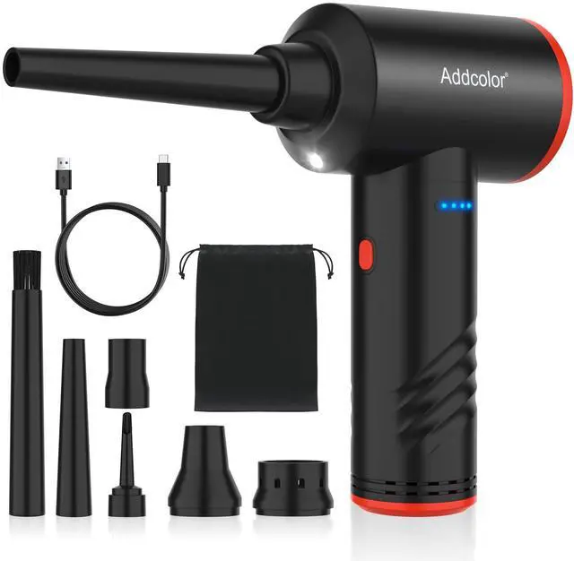 Main image of Compressed Air Duster 6000mAh Battery - Electric Air Duster Addcolor AD-38 Keyboard Cleaner for Office-3 Adjustable Wind Speeds with LED Light, Cordless & Reusable Canned Air Duster for Computers