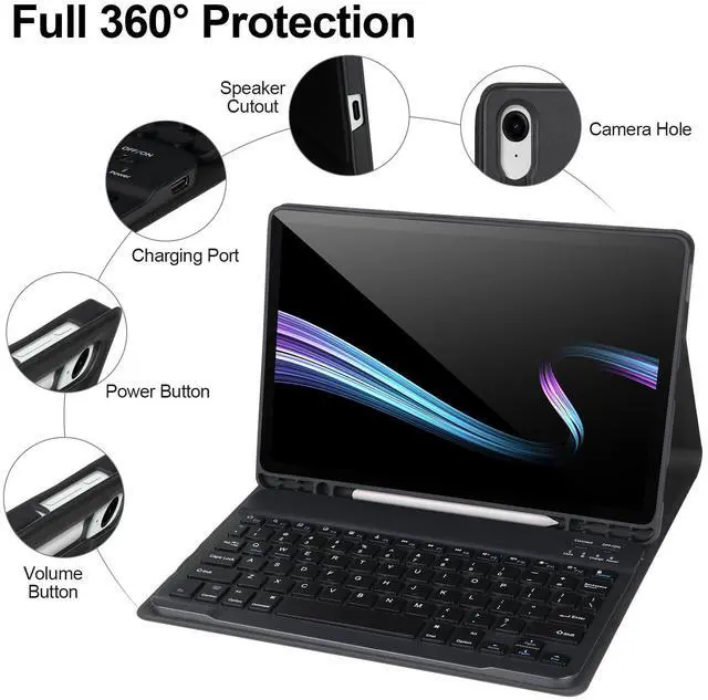 Alt view image 4 of 5 - Keyboard Case for Samsung Galaxy Tab S9 FE 10.9"/ S9 11" 2023,Case with Keyboard for Samsung S9 FE with S Pen Holder,Detachable Wireless Bluetooth Keyboard for Galaxy S9 11" Auto Wake/Sleep,Black