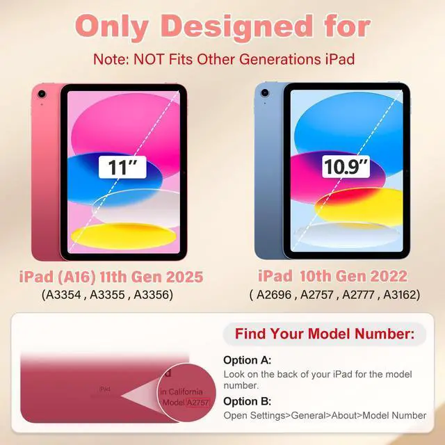 Alt view image 2 of 5 - AOKOZZY Kids Case for iPad (A16) 10th/11th Generation for Girls,11'' 2025/10.9'' 2022 with Glass Screen Protector Butterfly Stand,Pencil Holder,Strap Shockproof iPad Case 10th Gen (Colorful)