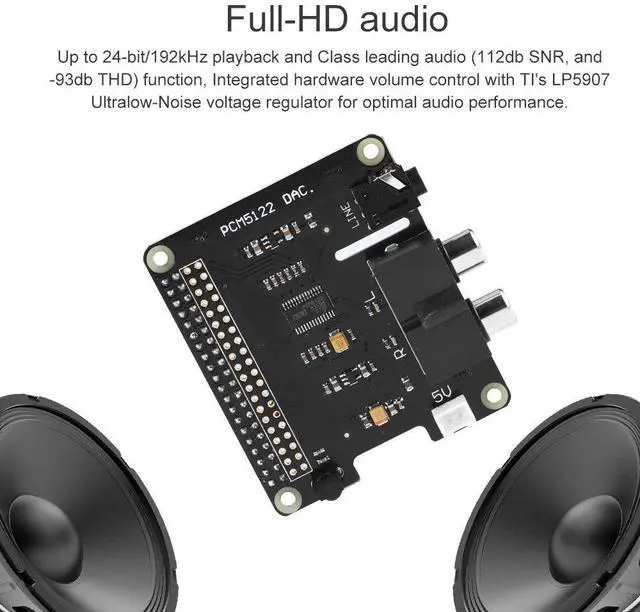 Alt view image 2 of 5 - Pi Expansion Board Pi HiFi DAC+ HD Audio PCM5122 24 bit Expansion Board for Pi 3 Model B / 2B /B+/A+/ Pi Zero W