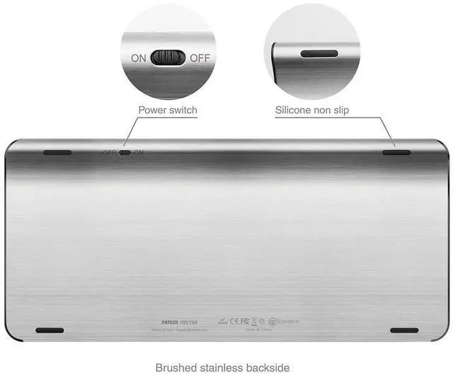 Alt view image 2 of 5 - Arteck 2.4G Wireless Keyboard and Mouse Combo Ultra Compact Slim Stainless Full Size Keyboard and Ergonomic Mouse for Computer/Desktop/PC/Laptop and Windows 10/8/7 Build in Rechargeable Battery