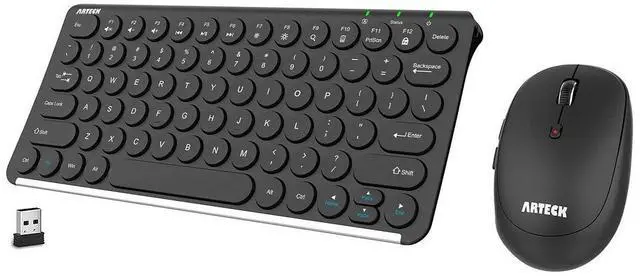 Main image of Arteck 2.4G Wireless Keyboard and Mouse Combo Ultra Compact Slim Stainless Full Size Keyboard and Ergonomic Mouse for Computer/Desktop/PC/Laptop and Windows 10/8/7 Build in Rechargeable Battery