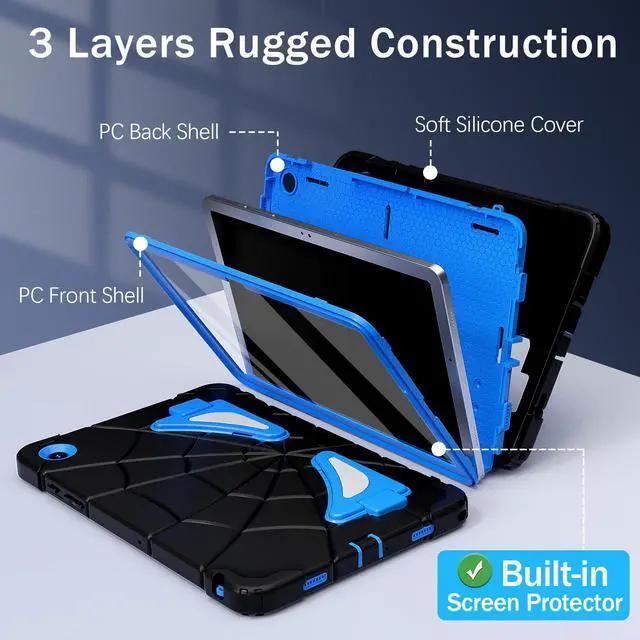 Alt view image 2 of 5 - Auizotl Case for Galaxy Tab A9 Plus Cases Samsung Galaxy Tab A9 Plus 11 inch Case Kids 2023 Samsung Tablet with Screen Protector Thickned Cornor Impact Protect Samsung Tab A9+, Black Blue