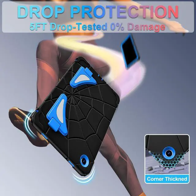 Alt view image 3 of 5 - Auizotl Case for Galaxy Tab A9 Plus Cases Samsung Galaxy Tab A9 Plus 11 inch Case Kids 2023 Samsung Tablet with Screen Protector Thickned Cornor Impact Protect Samsung Tab A9+, Black Blue