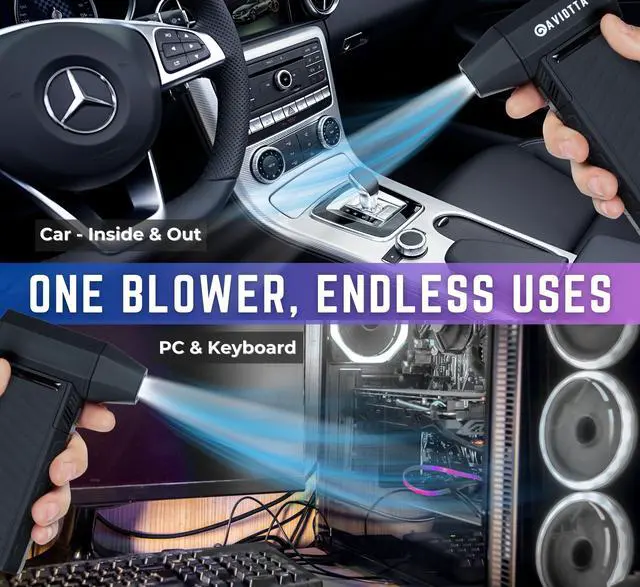 Alt view image 2 of 5 - Compressed Air Duster -132000RPM Powerful & High Speed Portable Dust Blower, with 6000mAh Rechargeable & Reusable Battery. Mini Blower, Luxury & Durable Compressed Air Blower for PC, Car & Home