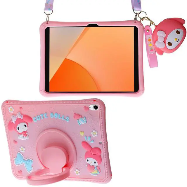 Main image of Bestzeith for iPad 10th Generation Case - Adorable Cartoon Silicone Protection for 10.9'' 2022 Model, with Adjustable Strap, Wallet & 360deg Rotating Kickstand. Ideal for Kids, Girls & Women.(Pink)