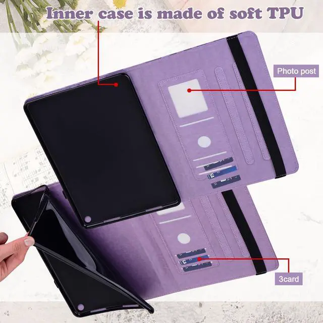 Alt view image 5 of 5 - ALILANG Kindle Fire Max 11 Case - 2023 Release, PU Leather Card Slot Shockproof Smart Cover - Purple