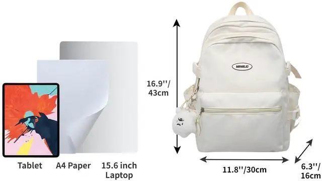 Alt view image 3 of 5 - BILIPOPX Kawaii Backpack with Cute Accessories Aesthetic 15.6 Inch Laptop Backpack Pendant (White)