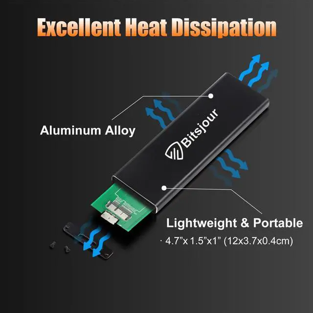Alt view image 4 of 5 - Bitsjour MacBook SSD Enclosure for 6+12pin Apple 2010 2011 MacBook Air SSD A1370 EMC 2393/2471, A1369 EMC 2392/2469, USB 3.0 External Case with Organizer Bag