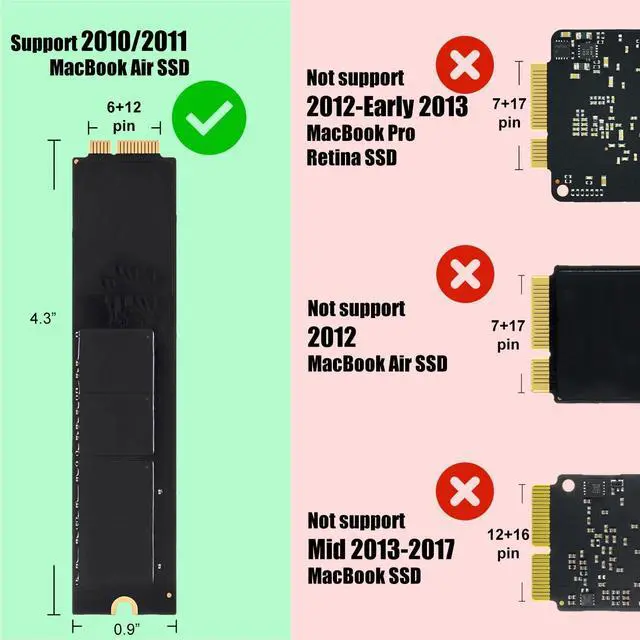 Alt view image 3 of 5 - Bitsjour MacBook SSD Enclosure for 6+12pin Apple 2010 2011 MacBook Air SSD A1370 EMC 2393/2471, A1369 EMC 2392/2469, USB 3.0 External Case with Organizer Bag