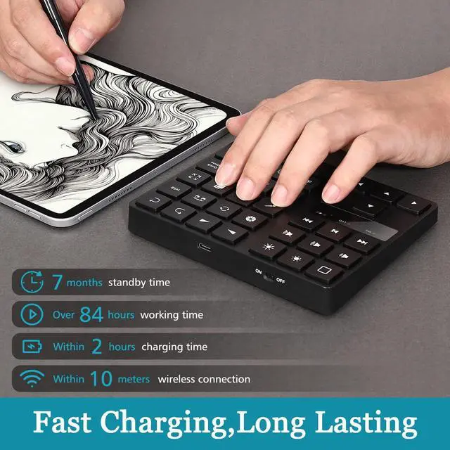 Alt view image 2 of 5 - Mini KeyDial 35 Keys Wireless Express Key Shortcut Keyboard for Graphics Drawing Video Photo Editing Controller, One Handed Drawing Keyboard for IOS, Tablet PC Laptop