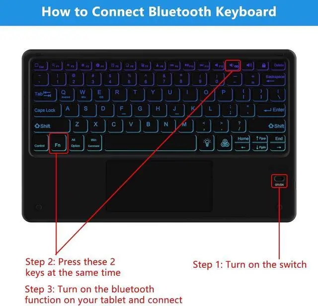 Alt view image 4 of 5 - BQSS Keyboard Case for iPad Air 13 inch(M2) & iPad Pro 12.9 inch - Detachable Wireless Keyboard with Pencil Holder - Black