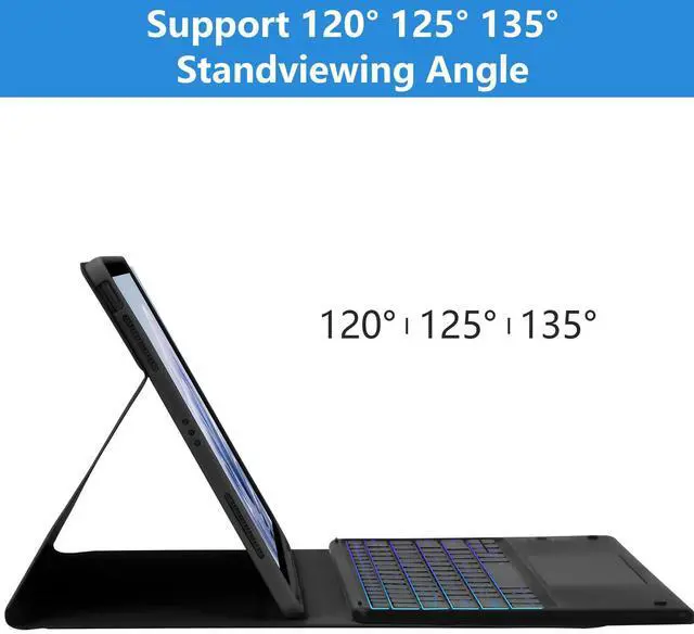Alt view image 5 of 5 - BQSS Keyboard Case for iPad Air 13 inch(M2) & iPad Pro 12.9 inch - Detachable Wireless Keyboard with Pencil Holder - Black