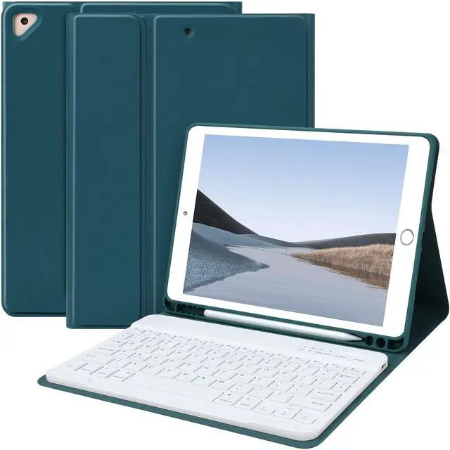Main image of BAIBAO iPad 9th Generation Case with Keyboard 10.2 Inch - Detachable Slim Cover with Pencil Holder, Compatible with iPad 8th/7th Gen, Pro 10.5, Air 3rd (Midnight Green)
