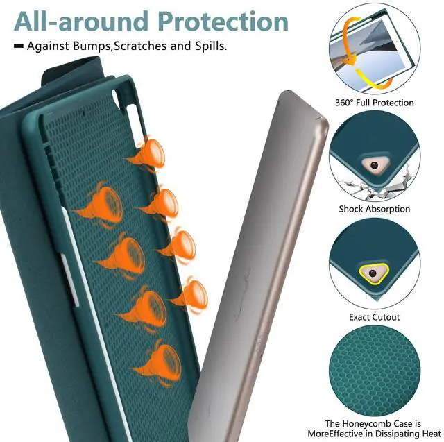 Alt view image 4 of 5 - BAIBAO iPad 9th Generation Case with Keyboard 10.2 Inch - Detachable Slim Cover with Pencil Holder, Compatible with iPad 8th/7th Gen, Pro 10.5, Air 3rd (Midnight Green)