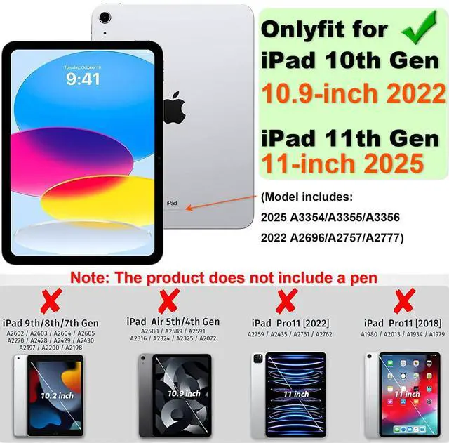 Alt view image 2 of 5 - Andnary Case for iPad (A16) 11th Generation 11 inch 2025/10th Generation 10.9 inch 2022, Heavy Duty Shockproof Cover with 360deg Rotating Handle/Bracket/Pen Holder/Shoulder Strap, Black