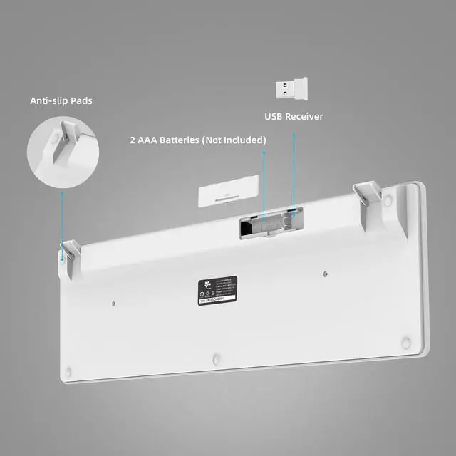Alt view image 4 of 5 - BFRIENDit Wireless Keyboard Ultra - Quiet Chocolate Keys 2.4GHz Connection Slim Wireless Computer Keyboard for Mac, Windows 11/10/8/7/Vista, Microsoft & PC, Smart TV, RF1430K - White