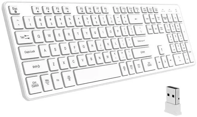 Main image of BFRIENDit Wireless Keyboard Ultra - Quiet Chocolate Keys 2.4GHz Connection Slim Wireless Computer Keyboard for Mac, Windows 11/10/8/7/Vista, Microsoft & PC, Smart TV, RF1430K - White