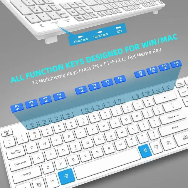 Alt view image 3 of 5 - BFRIENDit Wireless Keyboard Ultra - Quiet Chocolate Keys 2.4GHz Connection Slim Wireless Computer Keyboard for Mac, Windows 11/10/8/7/Vista, Microsoft & PC, Smart TV, RF1430K - White