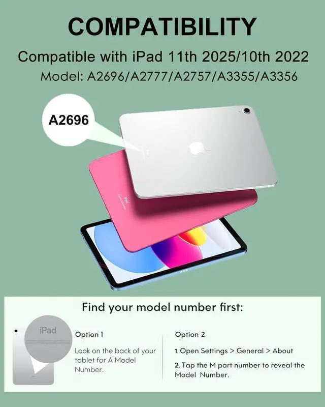 Alt view image 2 of 5 - for iPad 11th/10th Generation Case with Keyboard A16 11-inch 2025, Rechargeable Detachable Wireless Bluetooth Keyboard for iPad 10th 10.9" 2022, Smart Folio Slim Cover with Pencil Holder Thin & Light